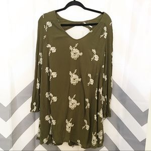 Free People green floral shift dress